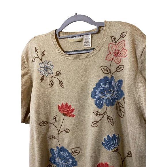 Alfred Dunner Vintage Y2K Sweater Floral Embroidered Granny Sweater Sz 3X-flawed - Picture 2 of 7